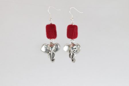 Pratibimb Maroon Ganesha Handmade Earrings