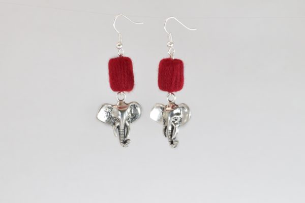 Pratibimb Maroon Ganesha Handmade Earrings