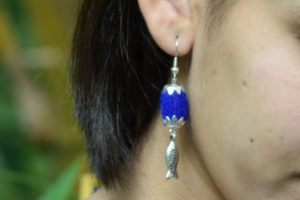 Pratibimb Blue Fish Handmade Earrings - Image 2