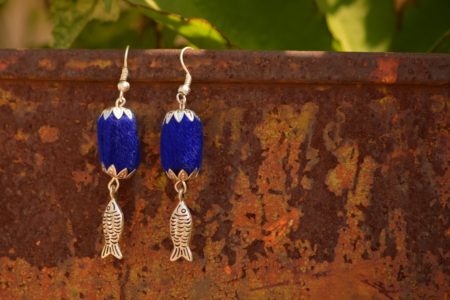 Pratibimb Blue Fish Handmade Earrings