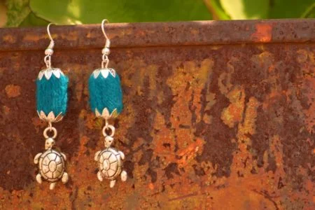 Pratibimb Turquoise Tortoise Handmade Earrings