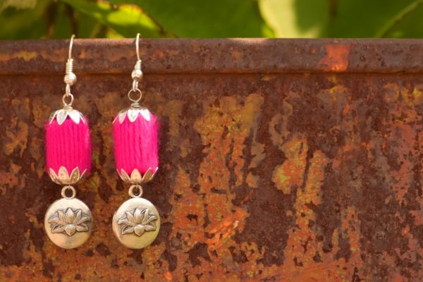 Pratibimb Pink Lotus Handmade Earrings