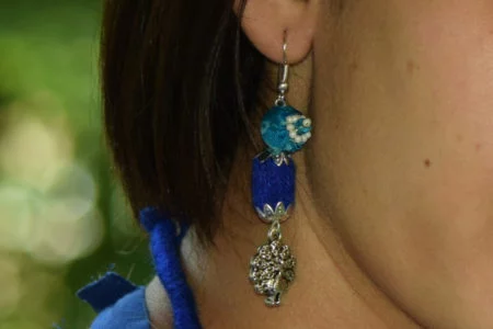 Pratibimb Blue Peacock Handmade Earrings