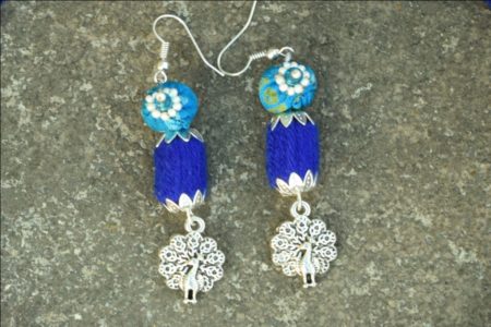 Pratibimb Blue Peacock Handmade Earrings