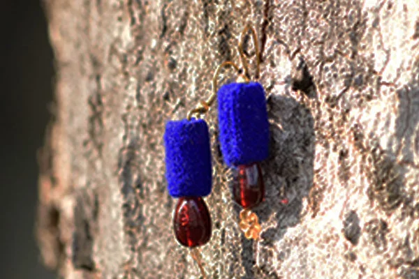 Blue Coin Rangakriti Handmade Earrings