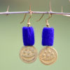 Cobalt Blue Coin Handmade Rangakriti Earrings
