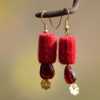 Red Coin Rangakriti Handmade Earrings