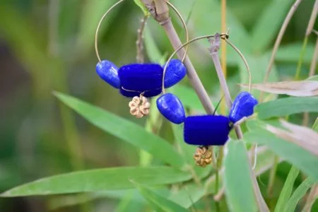 Blue Ring Rangakriti Handmade Earrings