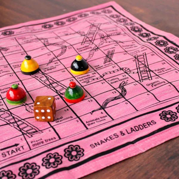 Native Game: Snakes and Ladders/Vaikuntapali/Moksha Pata/Parama Padam Board Game (Crafted in Raw Silk) - Image 2