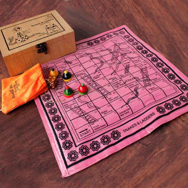 Native Game: Snakes and Ladders/Vaikuntapali/Moksha Pata/Parama Padam Board Game (Crafted in Raw Silk) - Image 3
