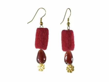 Red Coin Rangakriti Handmade Earrings
