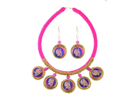 Vani Magenta Banarasi Coin Handmade Neckpiece