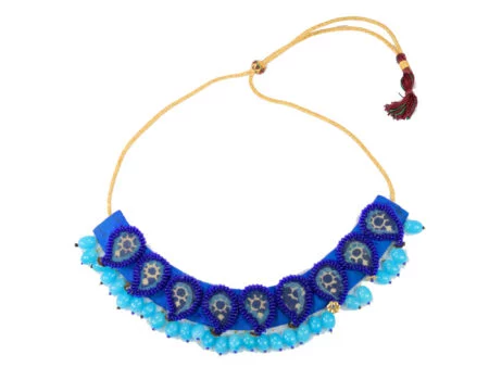 Mudran Blue Paisley Choker Handmade Neckpiece