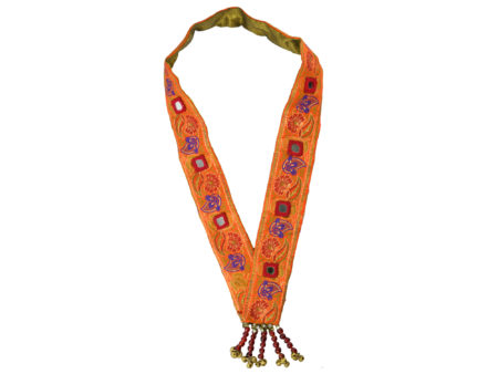 Vani Orange Banarasi Mirror Handmade Neckpiece