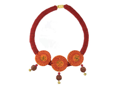 Mudran Maroon Brown Coin Rudraksh Handmade Neckpiece
