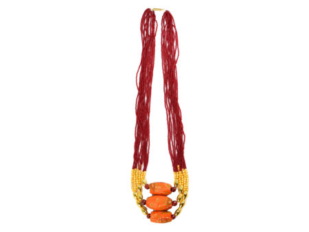 Vani Orange Banarasi Beaded Handmade Neckpiece