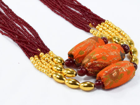 Vani Orange Banarasi Beaded Handmade Neckpiece