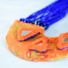 Vani Orange Blue Banarasi Mirror Halfmoon Handmade Neckpiece
