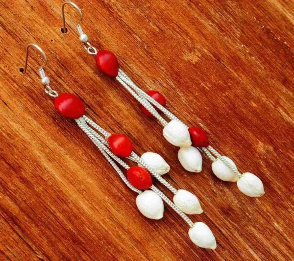 Silver Strings - Natural Seeds Earrings