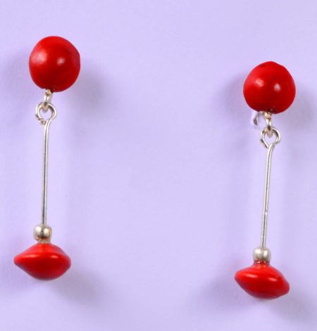 Red Strings Natural Seeds Earrings