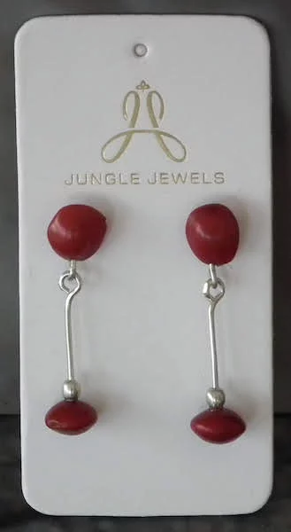 Red Strings Natural Seeds Earrings