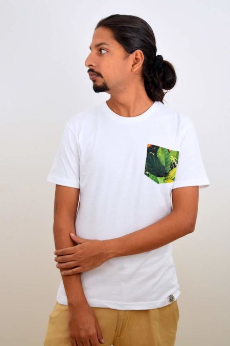 Coffee Print Pocket T-shirt (White) - TreeWear