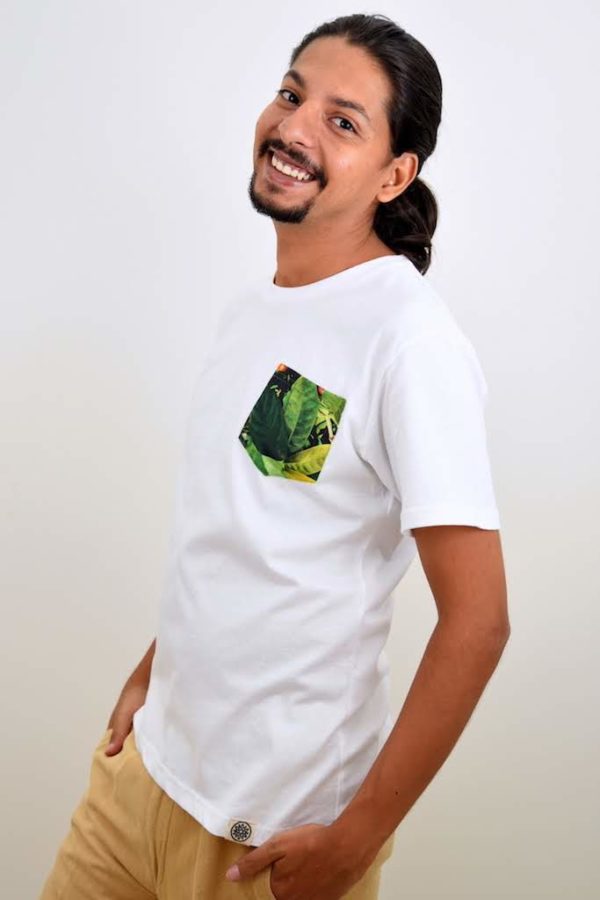 Coffee Print Pocket T-shirt (White) - TreeWear2