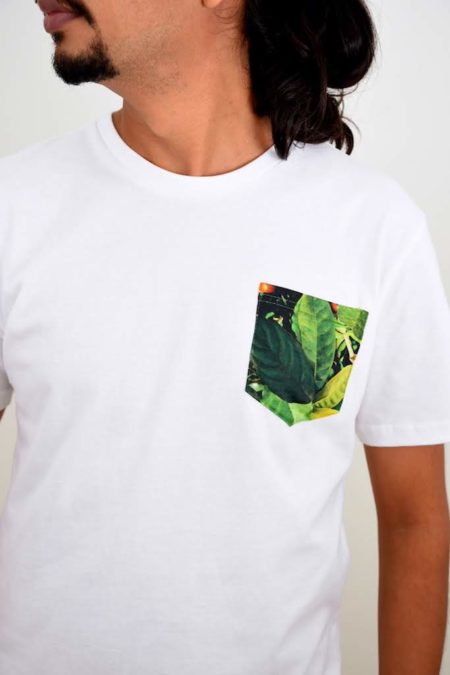 Coffee Print Pocket T-shirt (White) - TreeWear3