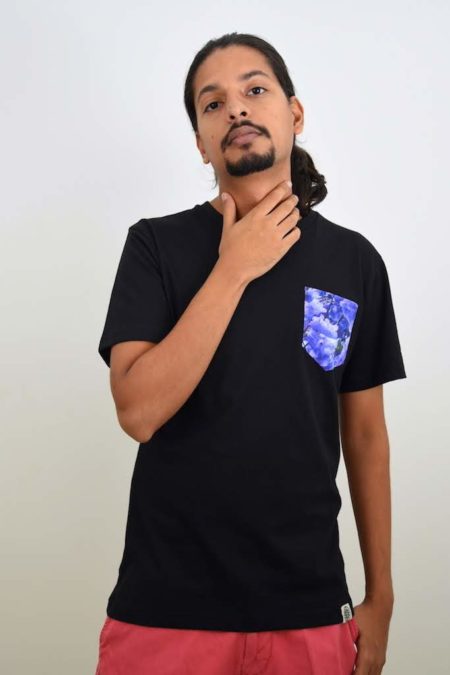 Men's Black Jacaranda Pocket Print Eco-Friendly T-shirt