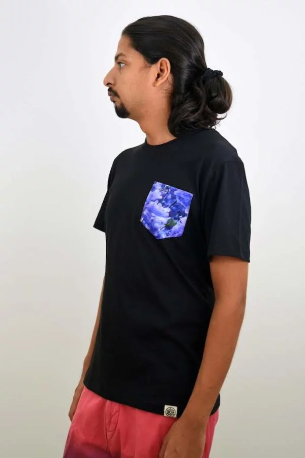 Men's Black Jacaranda Pocket Print Eco-Friendly T-shirt2