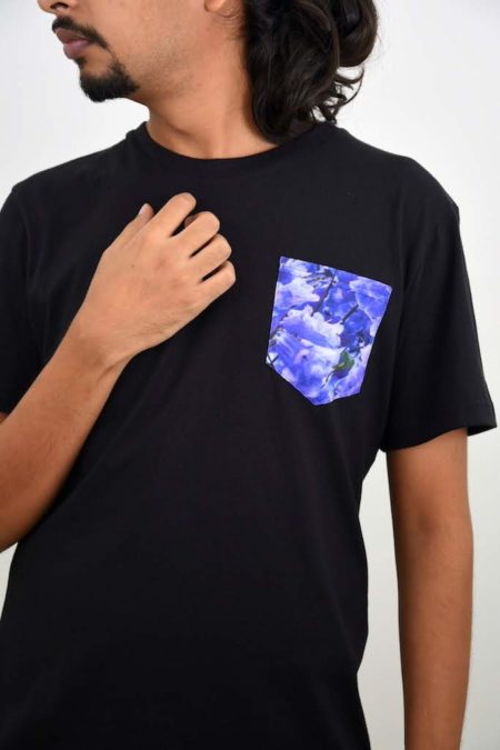 Men's Black Jacaranda Pocket Print Eco-Friendly T-shirt3