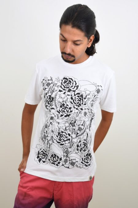 Floral Print T-shirt (White) - TreeWear
