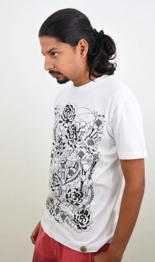 Floral Print T-shirt (White) - TreeWear3