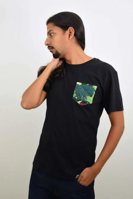 Coffee Print Pocket T-shirt (Black) - TreeWear