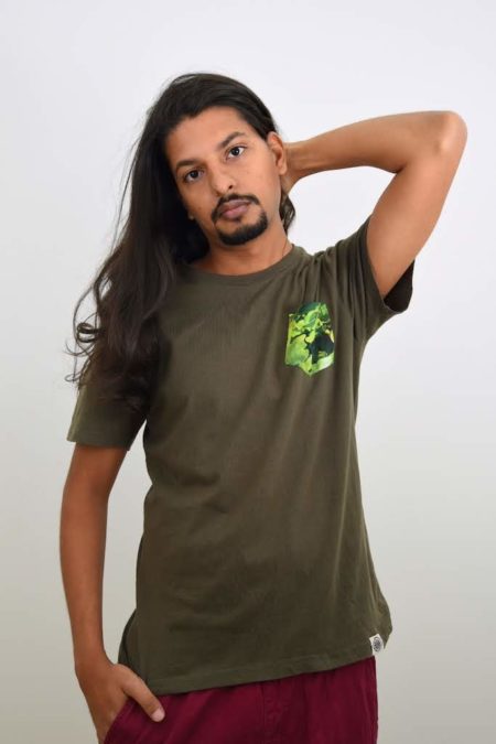 White Oak Print Pocket T-shirt (Olive Green) - TreeWear