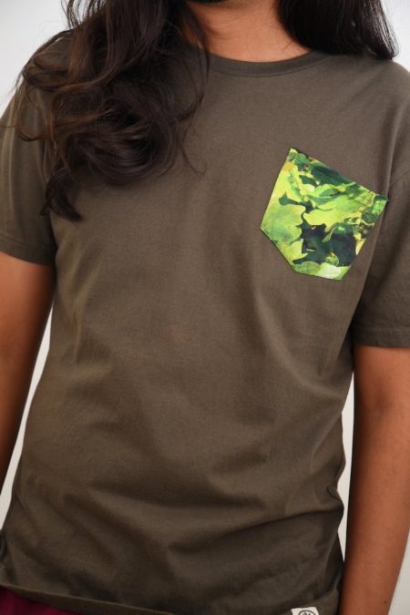 White Oak Print Pocket T-shirt (Olive Green) - TreeWear2