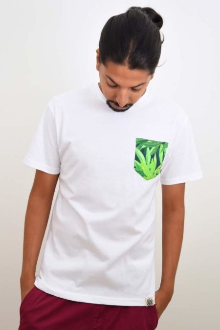 White Cannabis Pocket Print T-shirt