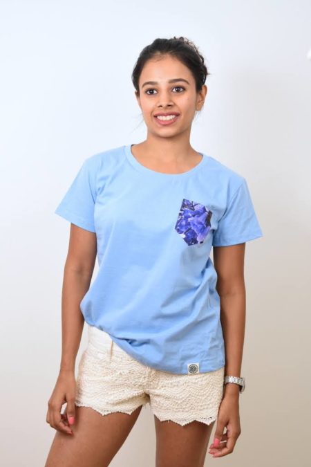 Jacaranda Print Pocket T-shirt (Blue) - TreeWear
