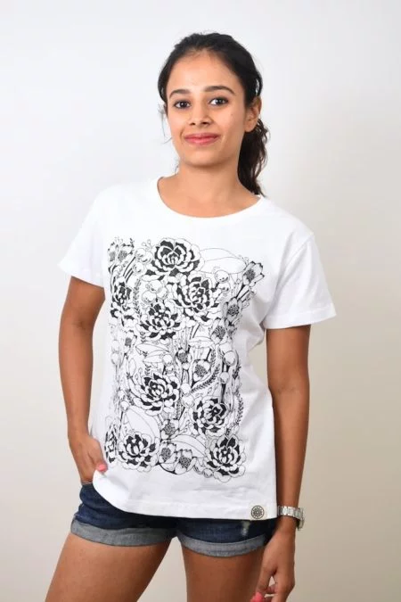 Floral Print T-shirt (White) - TreeWear1