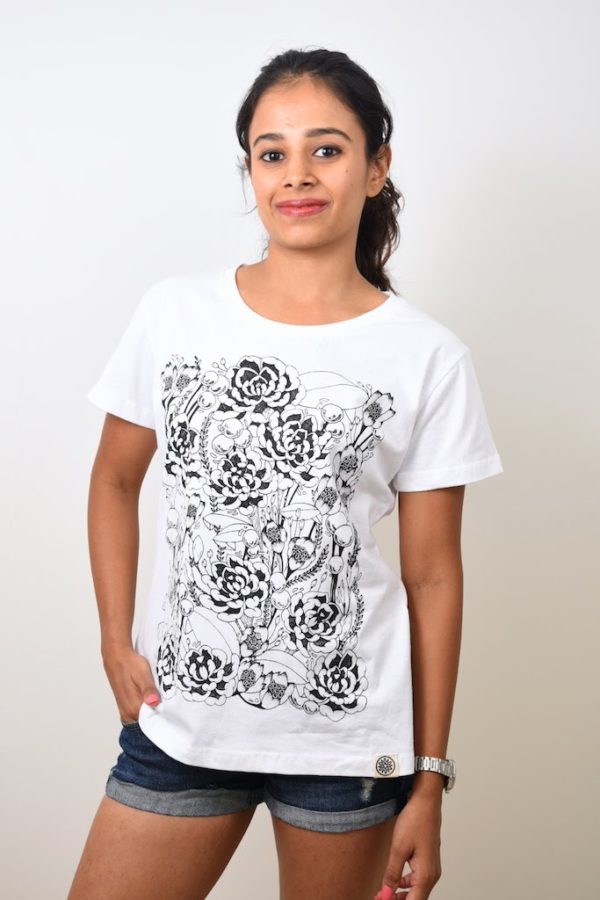 Floral Print T-shirt (White) - TreeWear1