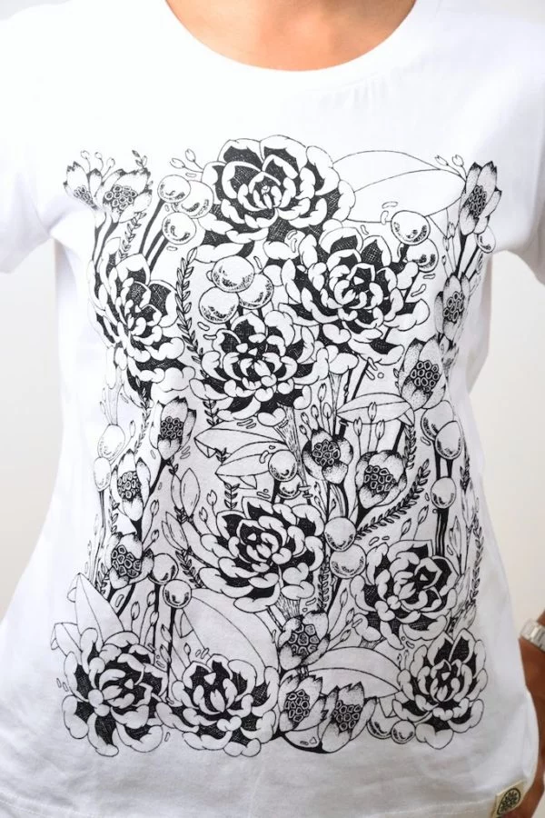 Floral Print T-shirt (White) - TreeWear