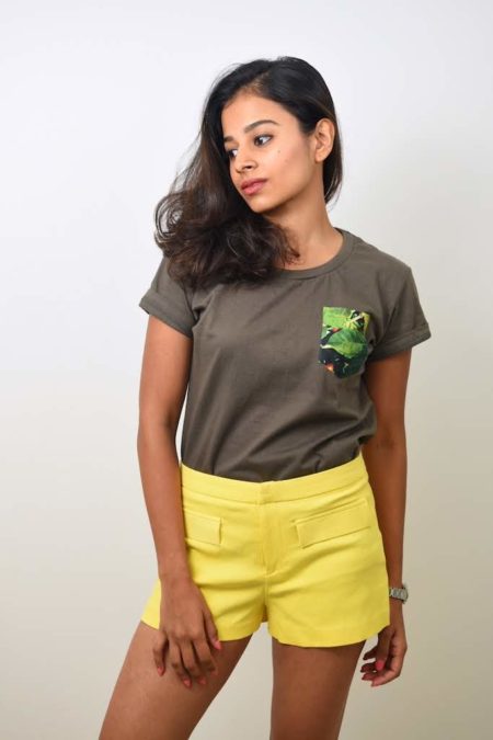 Coffee Print Pocket T-shirt (Olive Green) - TreeWear