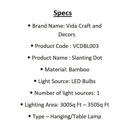 slanting dots lamp specs