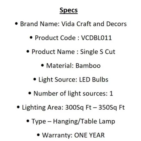 S Cut Lamp specs