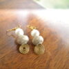 Beige And Gold Floral Wired Earrings