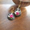 Black and Pink mirror earrings