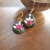 Black and Pink mirror earrings