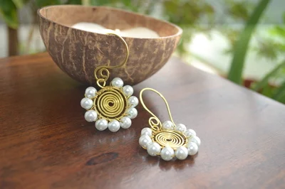 White Spiral earrings