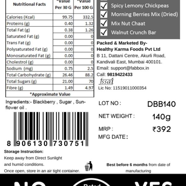 Fabbox Dried Blackberries - 140 gms - Image 6
