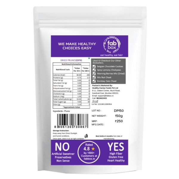 Fabbox Dried Pitted Prunes - 150 gms - Image 6